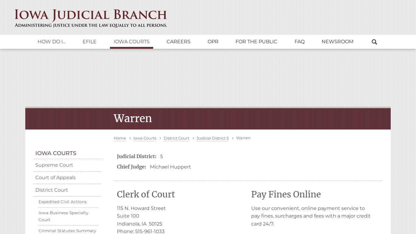 Warren | Judicial District 5 | Iowa Judicial Branch